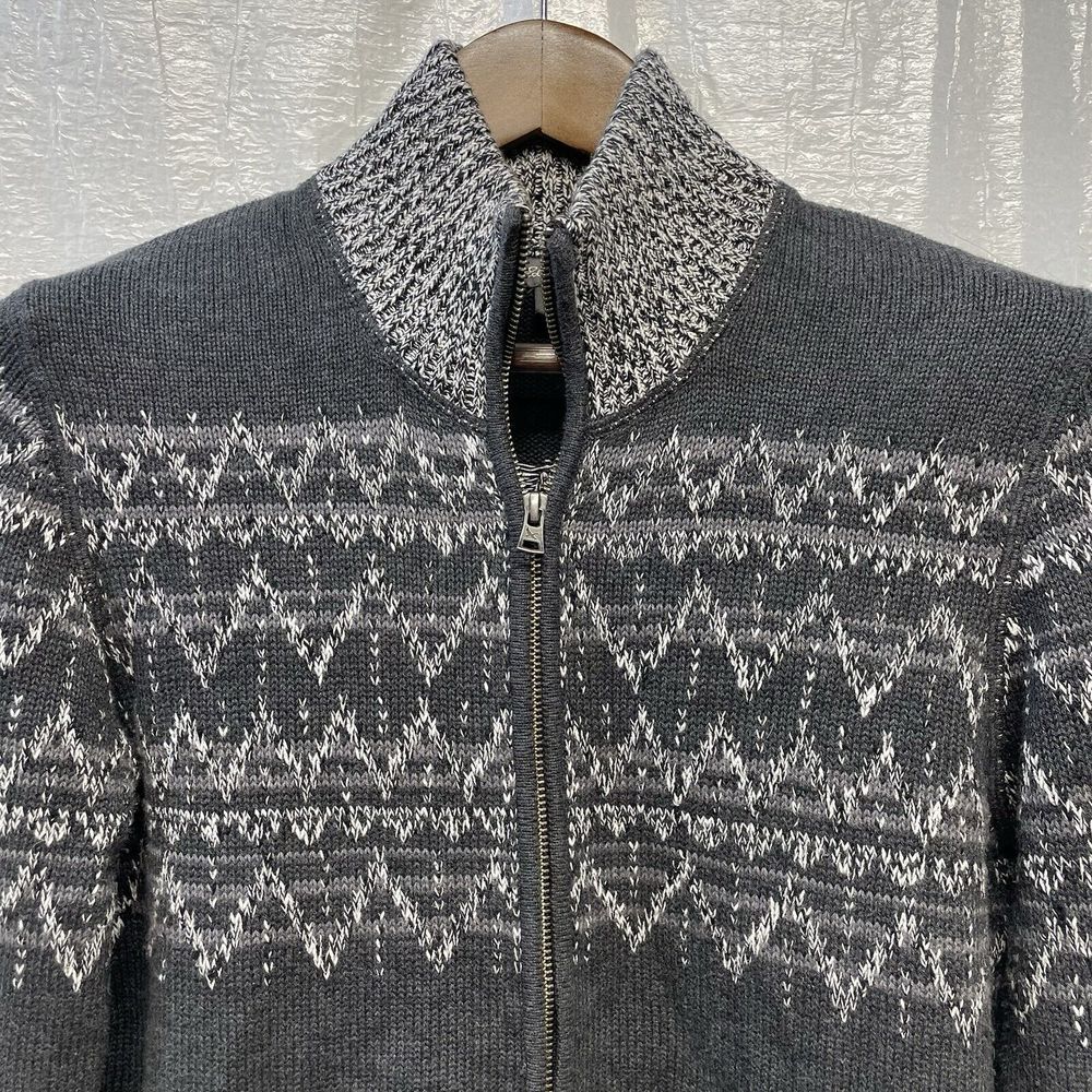 Eddie Bauer Cotton Gray Patterned Cozy Women's Sweater M